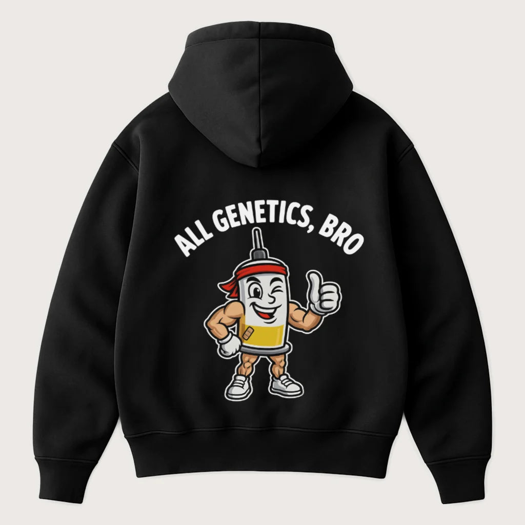 All Genetics, Bro (Backprint) Oversized Hoodie Black - Steel Spirit