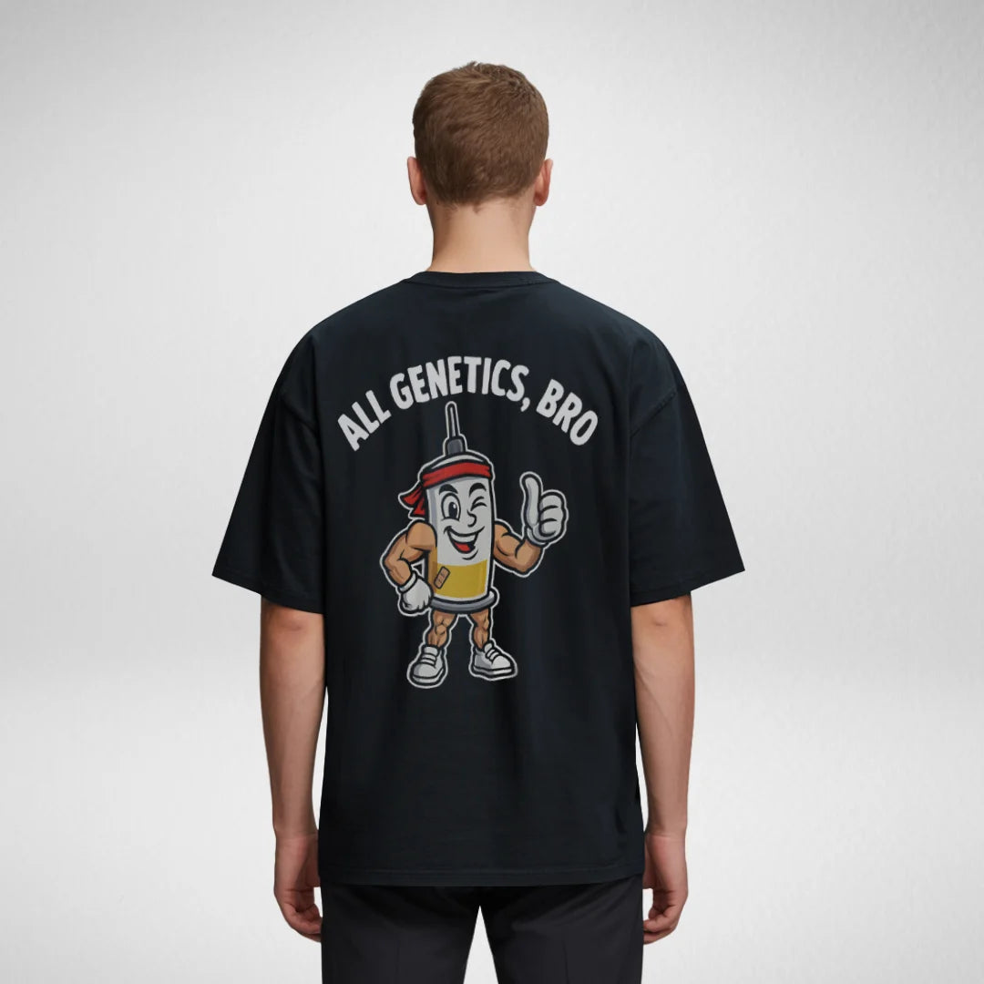 All Genetics, Bro (Backprint) Oversized T-Shirt Black - Steel Spirit