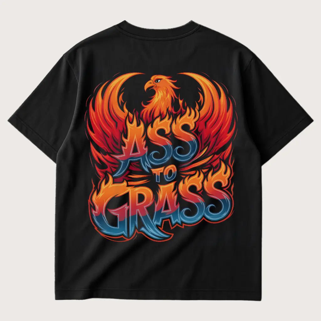 Ass To Grass (Backprint) Oversized T-Shirt Black – Steel Spirit