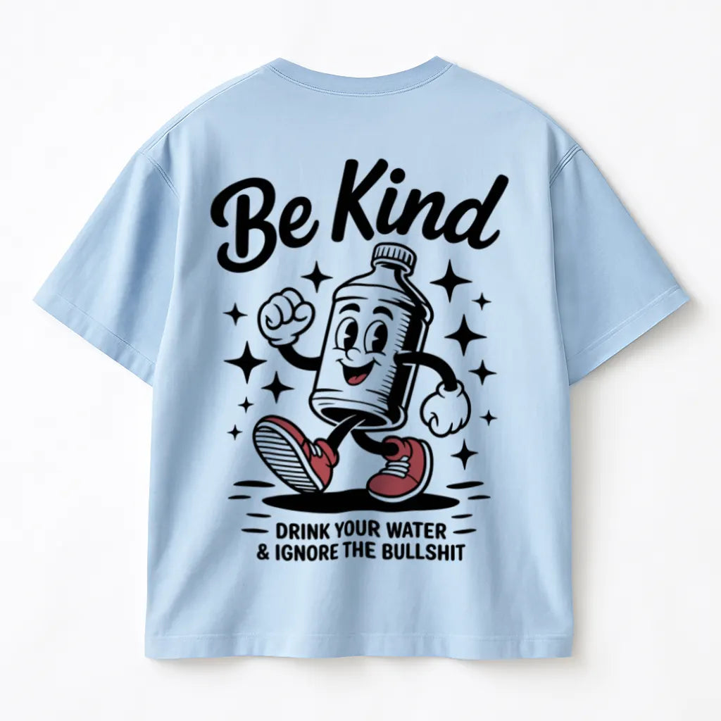 Be Kind (Backprint) Oversized T-Shirt Baby Blue - Steel Spirit