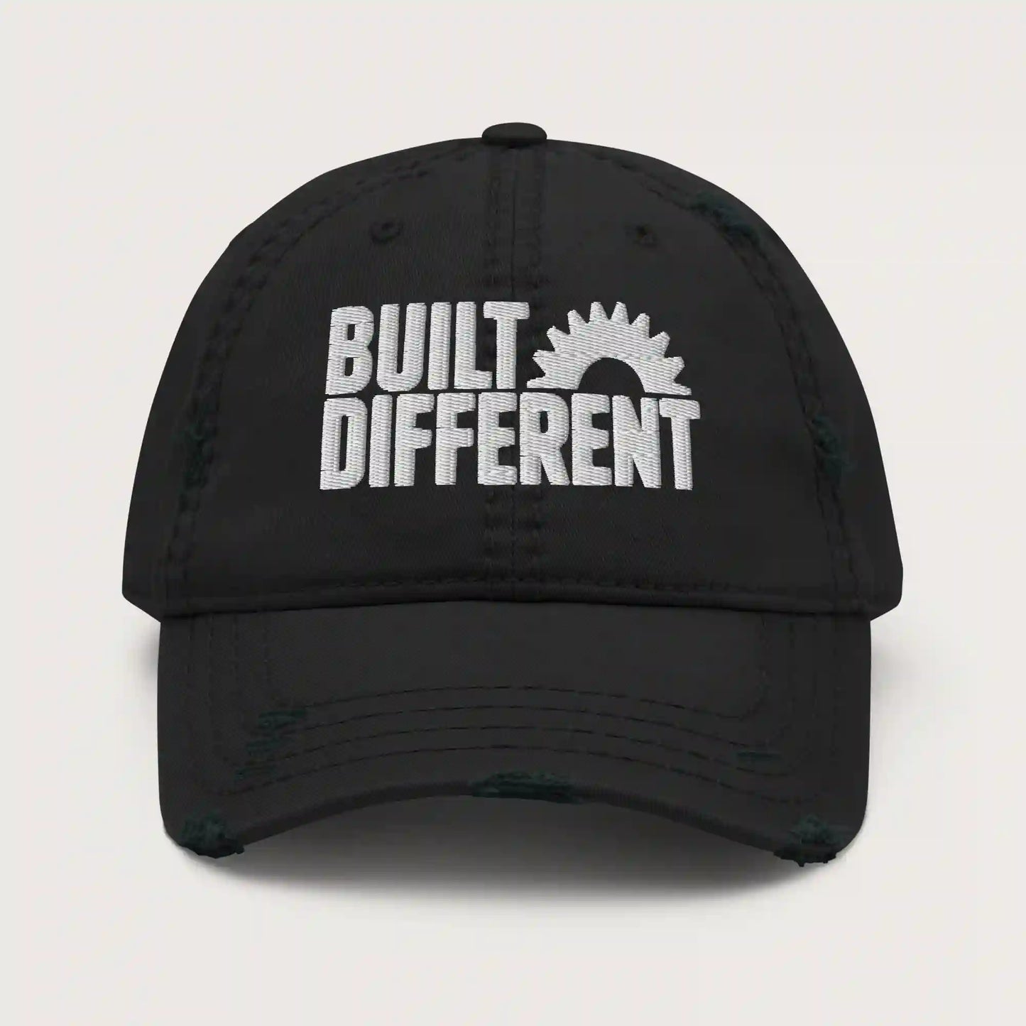 Built Different - Distressed Cap Black Front - Steel Spirit
