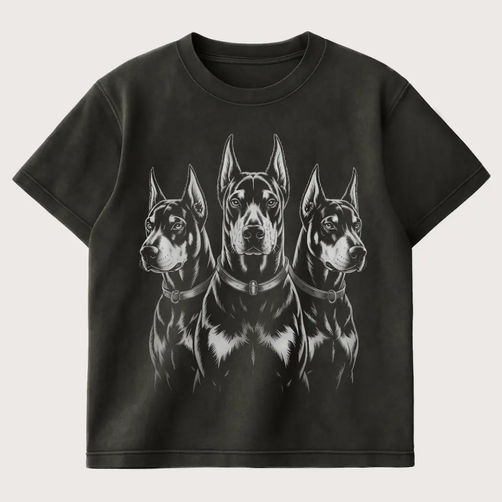 Dobermann Oversized T-Shirt Washed Black – Steel Spirit