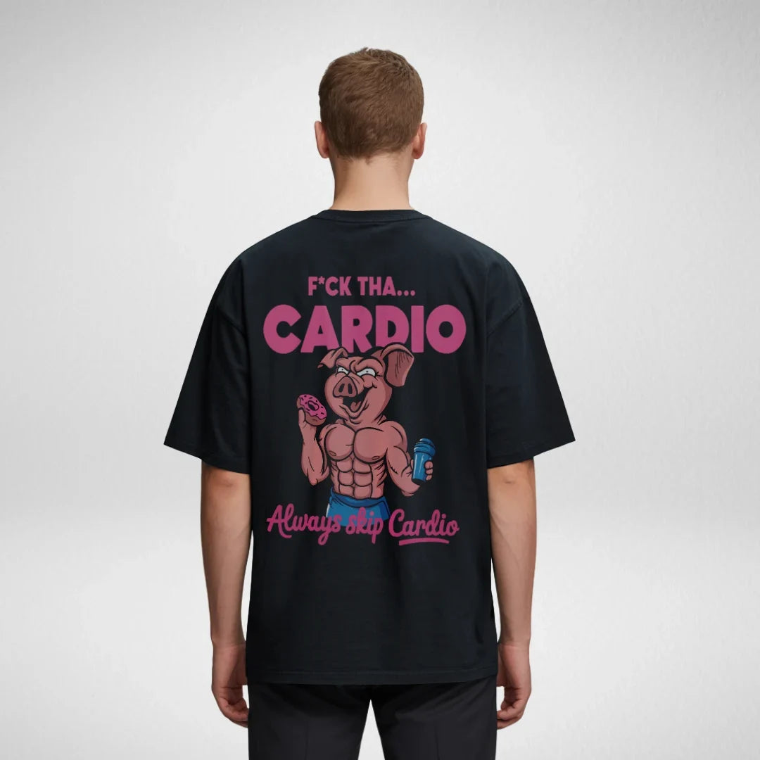 F*ck Tha Cardio, Always Skip Cardio Oversized T-Shirt Black – Steel Spirit