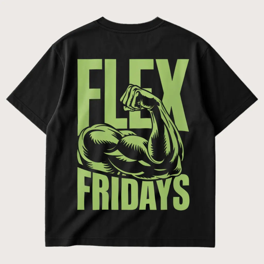 Flex Fridays (Backprint) Oversized T-Shirt Black - Steel Spirit