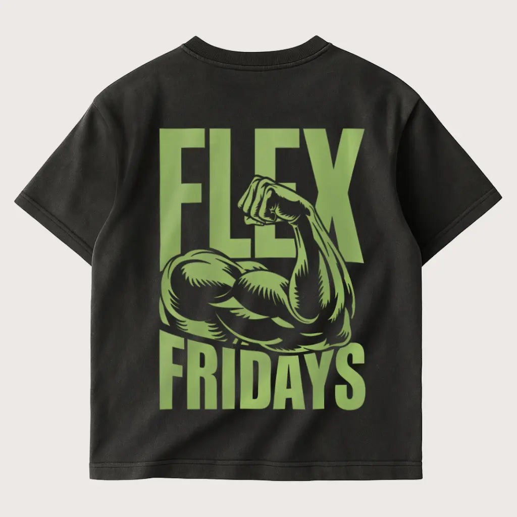 Flex Fridays (Backprint) Oversized T-Shirt Washed Black – Steel Spirit