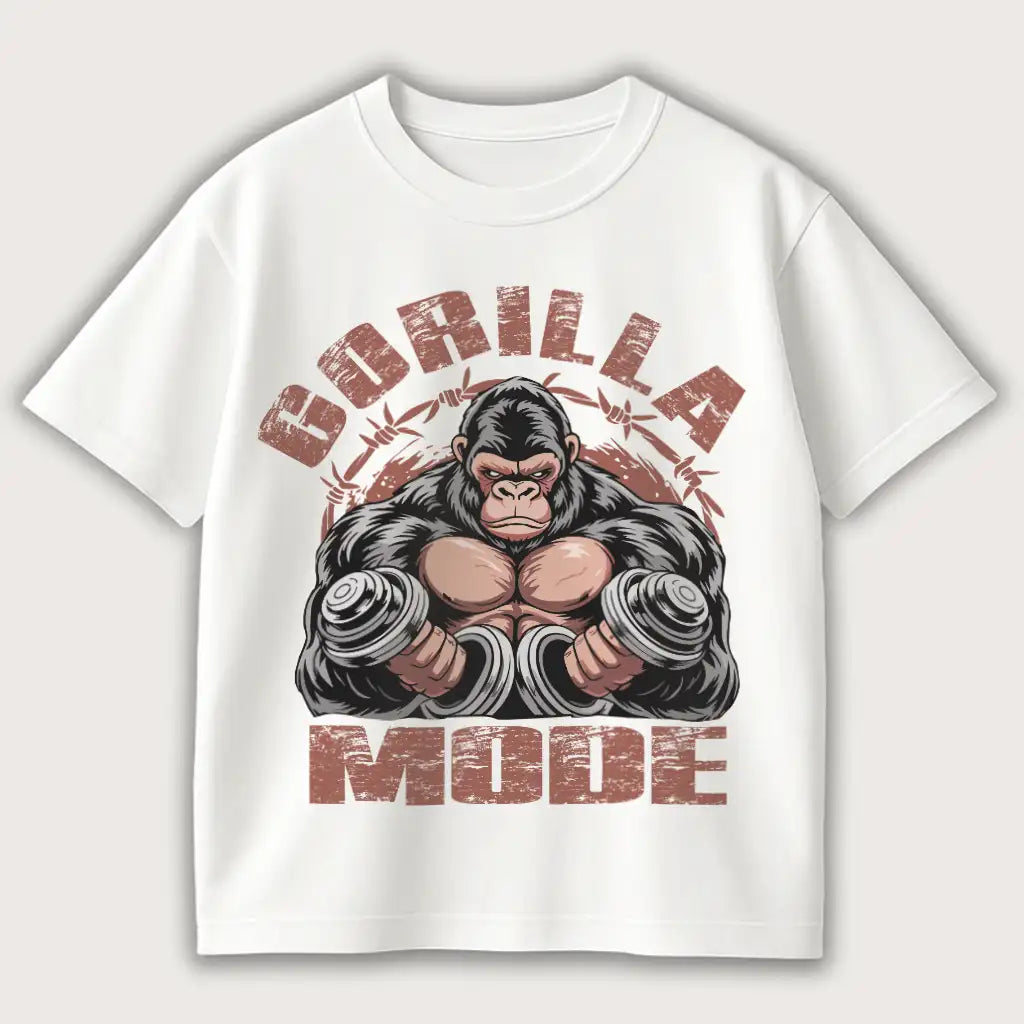Gorilla Mode Oversized T-Shirt White – Steel Spirit