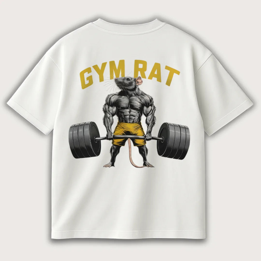 Gymrat (Backprint) Oversized T-Shirt White - Steel Spirit