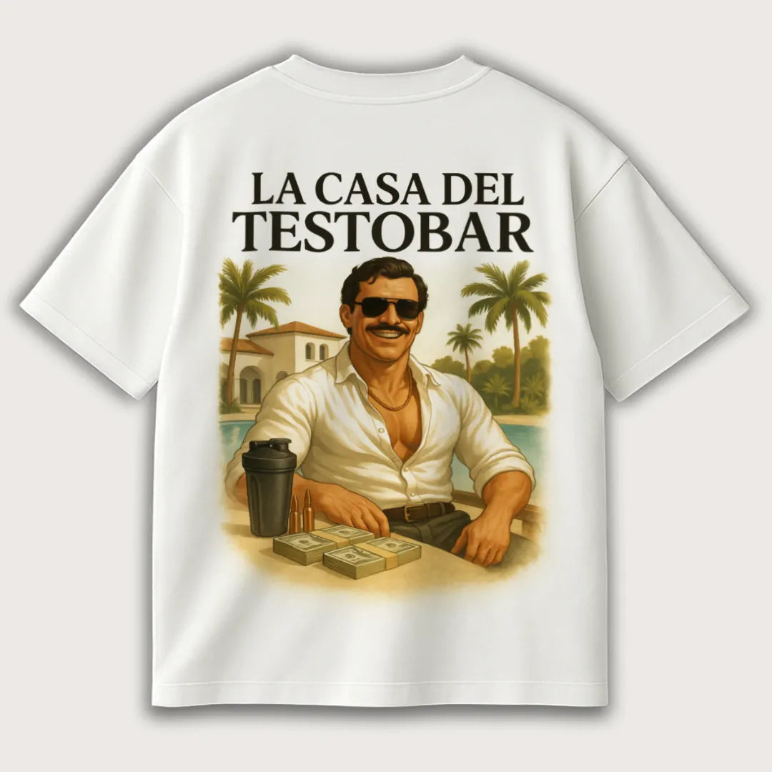 La Casa Del Testobar (Backprint) Oversized T-Shirt White - Steel Spirit