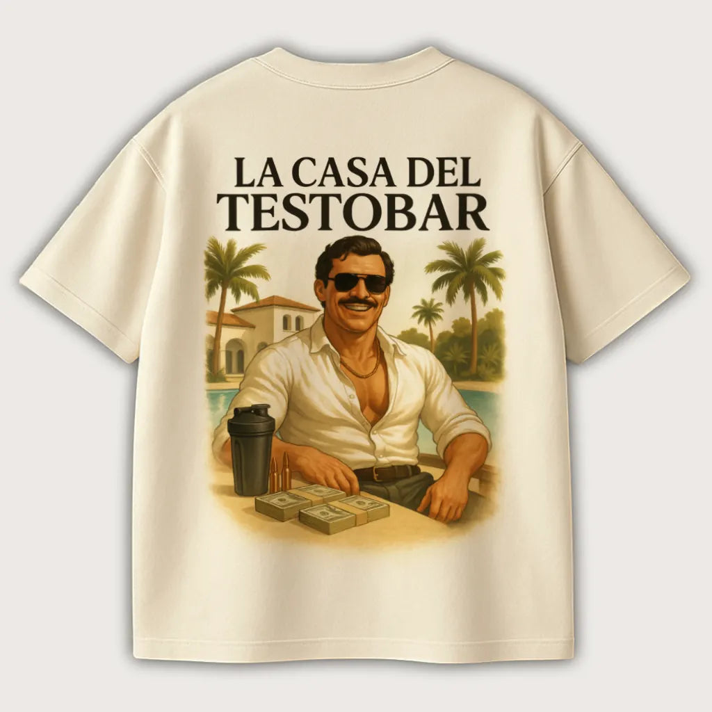 La Casa Del Testobar (Backprint) Oversized T-Shirt Natural Raw - Steel Spirit