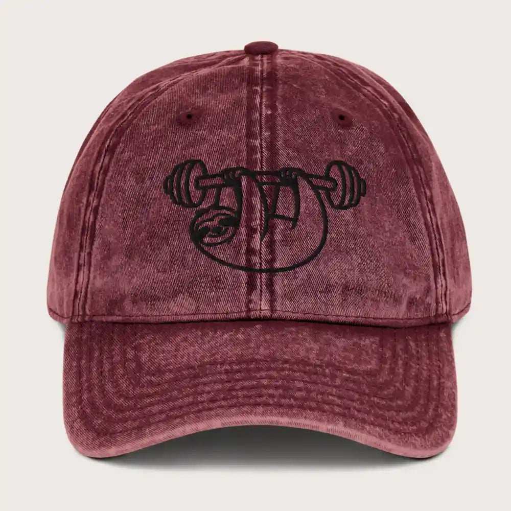Lazy Gains (Embroidery) Vintage Cord Cap Washed Bordeaux Front – Steel Spirit