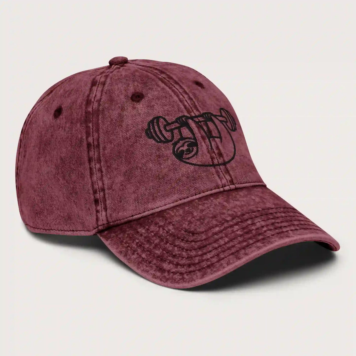 Lazy Gains (Embroidery) Vintage Cord Cap Washed Bordeaux Side – Steel Spirit