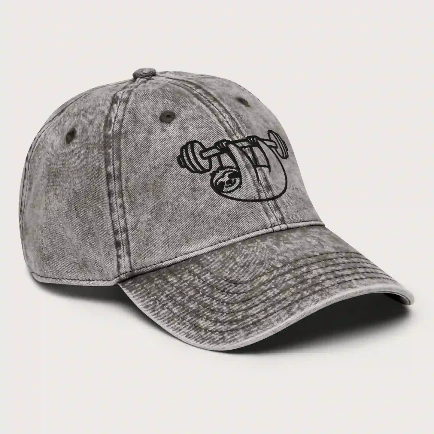 Lazy Gains (Embroidery) Vintage Cord Cap Washed Grey Side – Steel Spirit