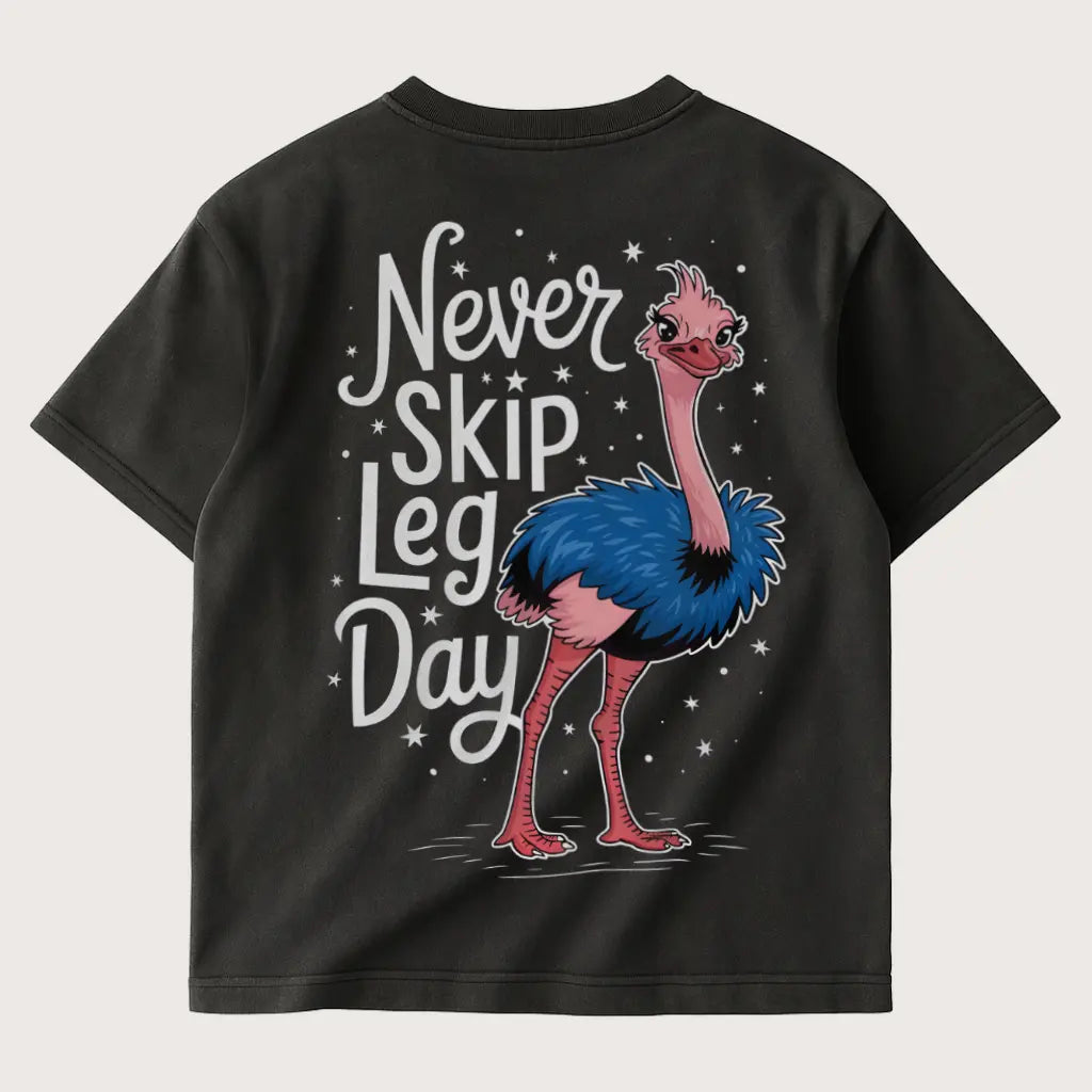 Never Skip Legday (Backprint) Oversized T-Shirt Washed Black - Steel Spirit