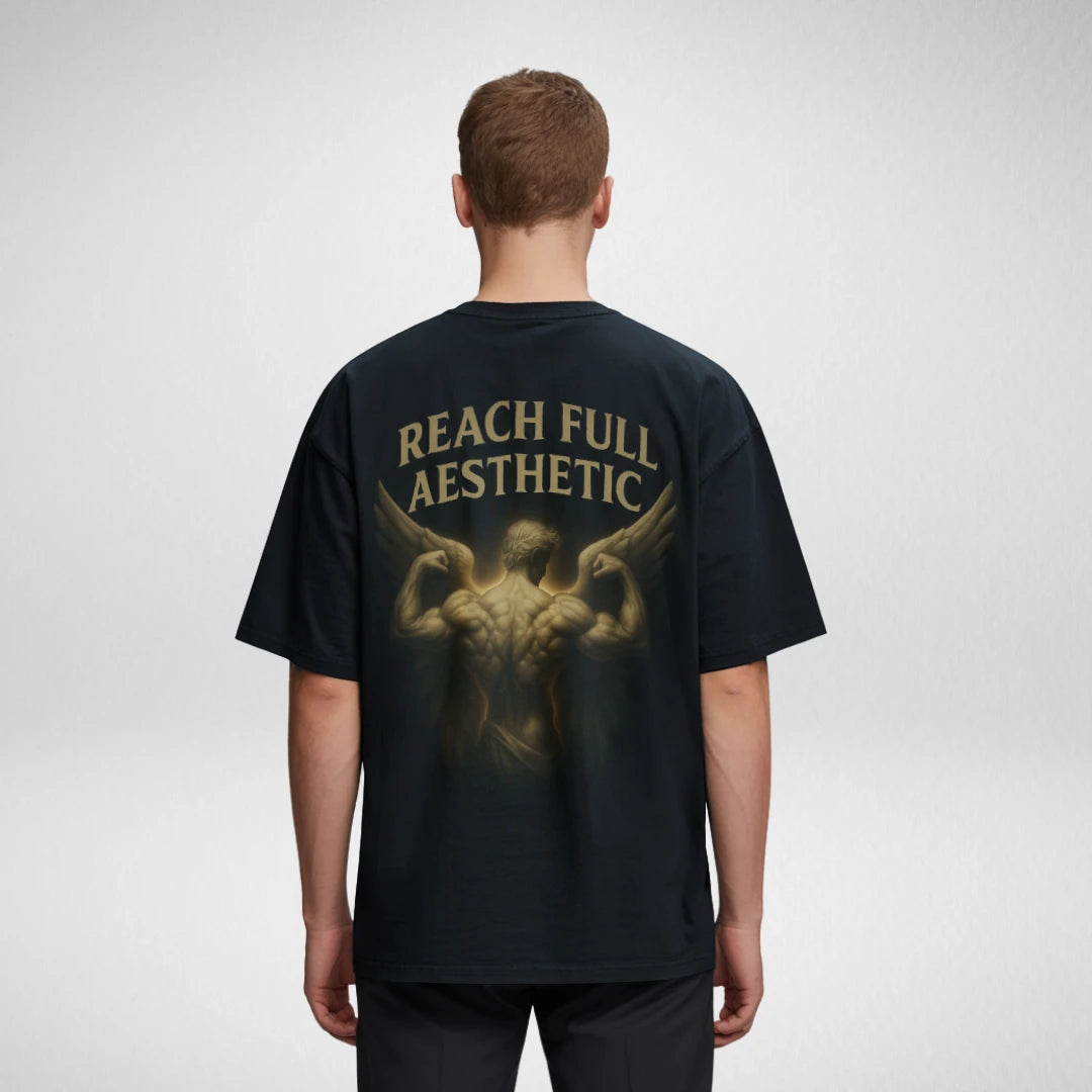 Reach Full Aesthetic (Backprint) Oversized T-Shirt Black - Steel Spirit