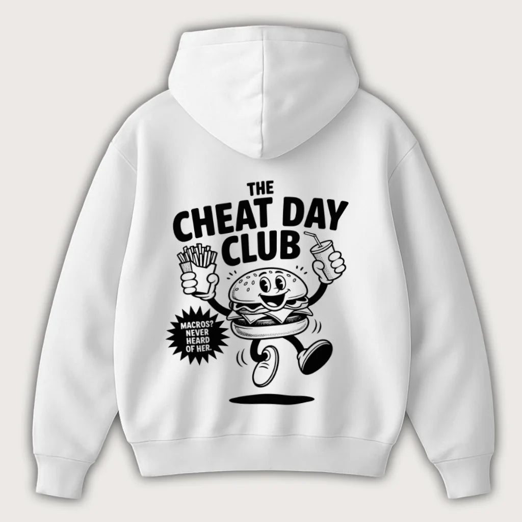 The Cheatday Club (Backprint) Oversized Hoodie White - Steel Spirit