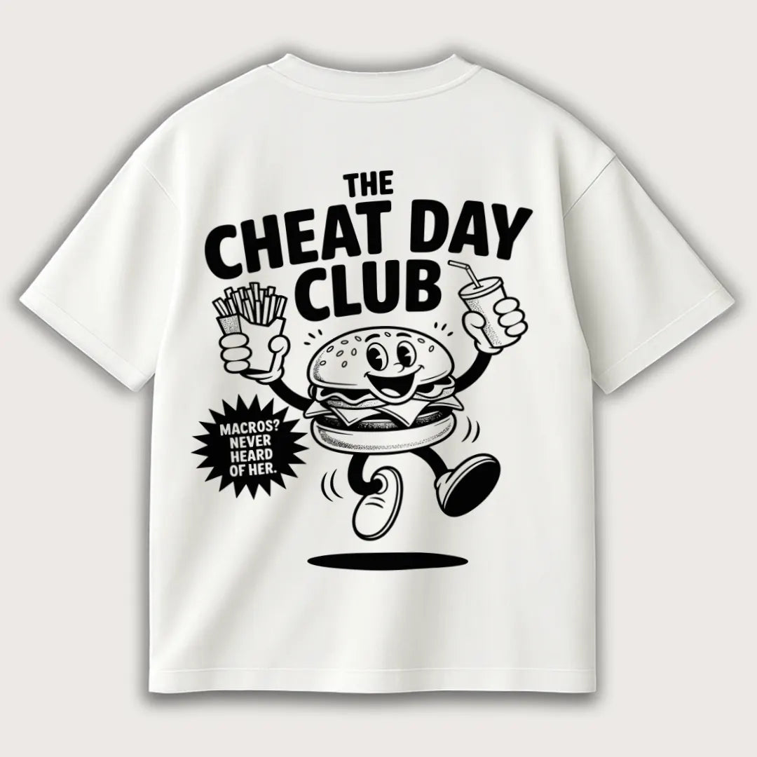The Cheatday Club (Backprint) Oversized T-Shirt White - Steel Spirit