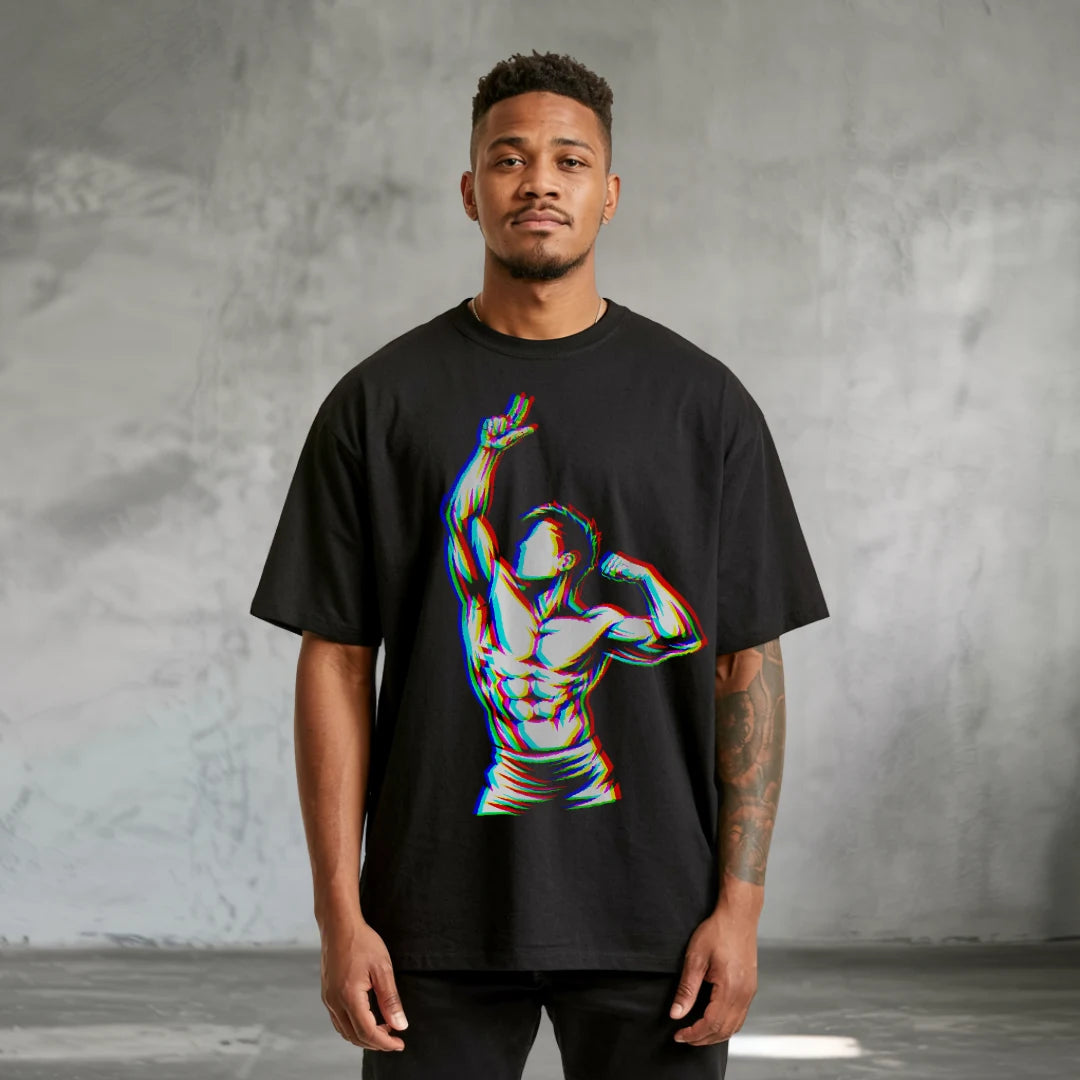 Zyzz Glitch Oversized T-Shirt Black - Steel Spirit