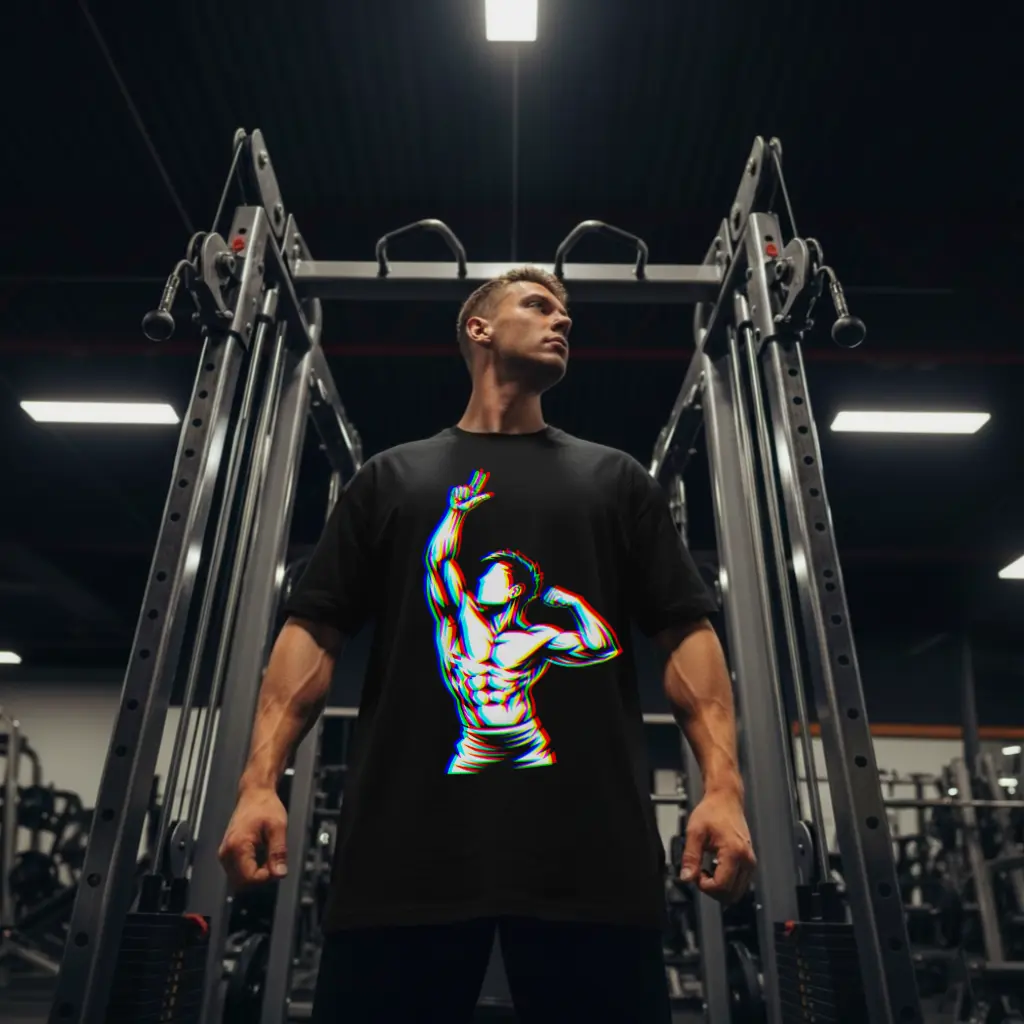 Zyzz Glitch Oversized T-Shirt Black Gym Model - Steel Spirit