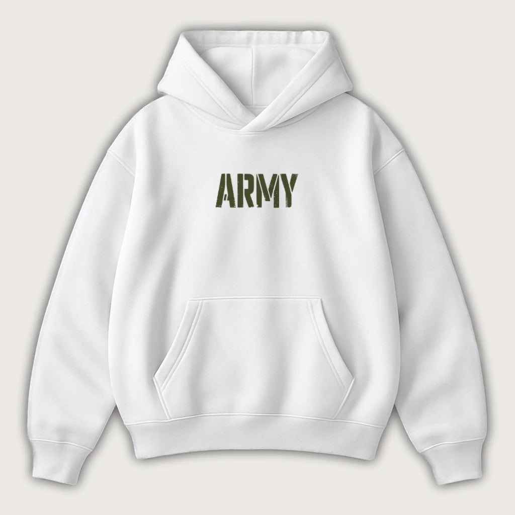 Army Oversized Hoodie White - Steel Spirit