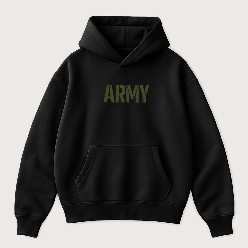 Army Oversized Hoodie Black - Steel Spirit