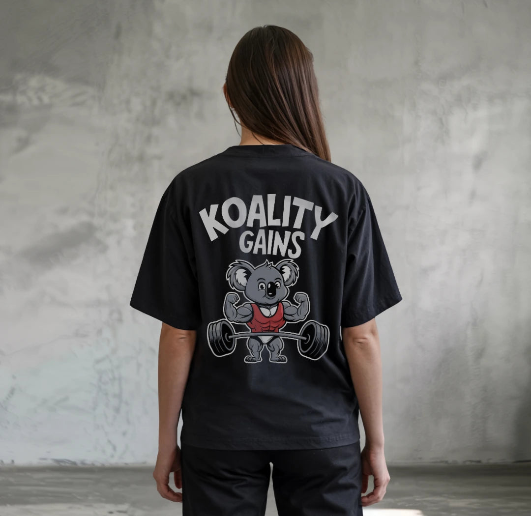 Koality Gains (Backprint) Oversized T-Shirt Black - Steel Spirit