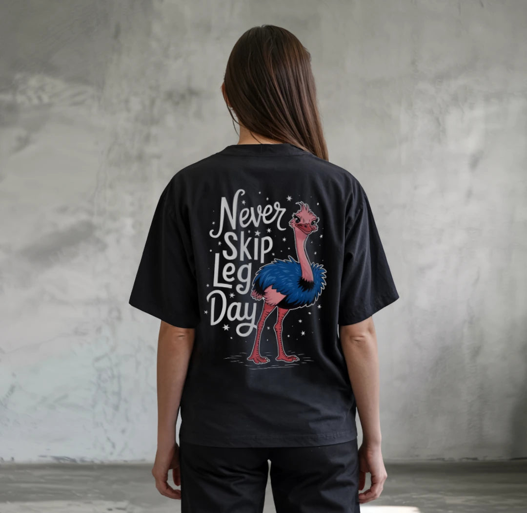 Never Skip Legday (Backprint) Oversized T-Shirt Black - Steel Spirit