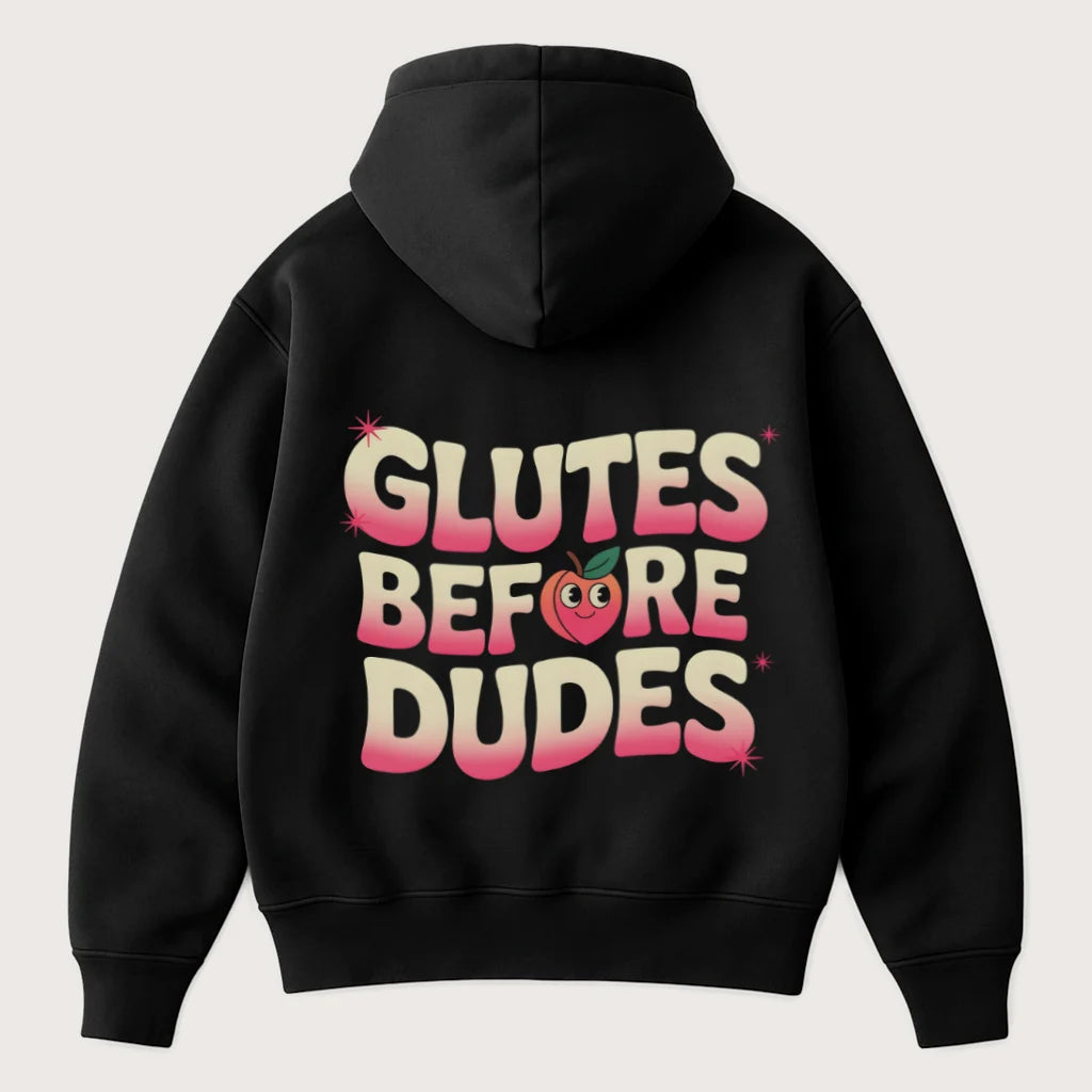 Glutes Before Dudes (Backprint) Oversized Hoodie Black – Steel Spirit