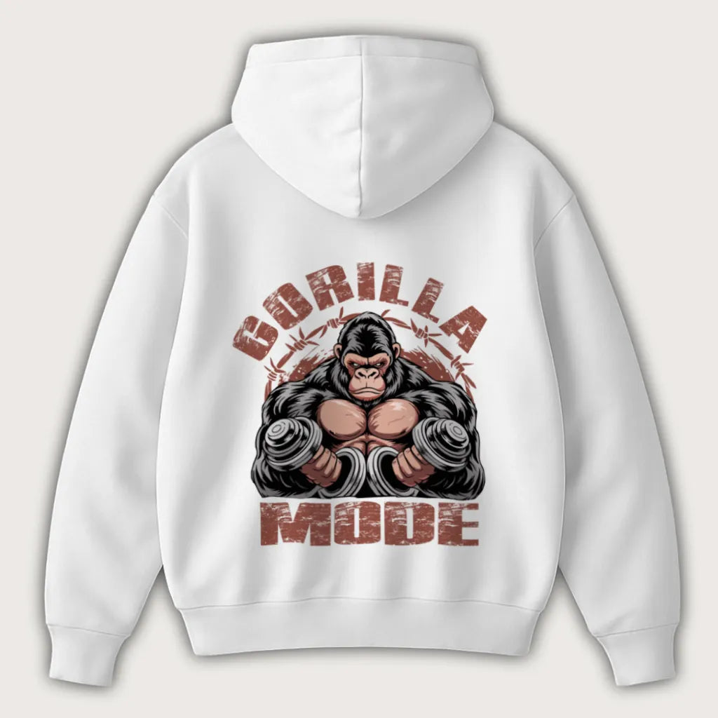 Gorilla Mode (Backprint) Oversized Hoodie White – Steel Spirit