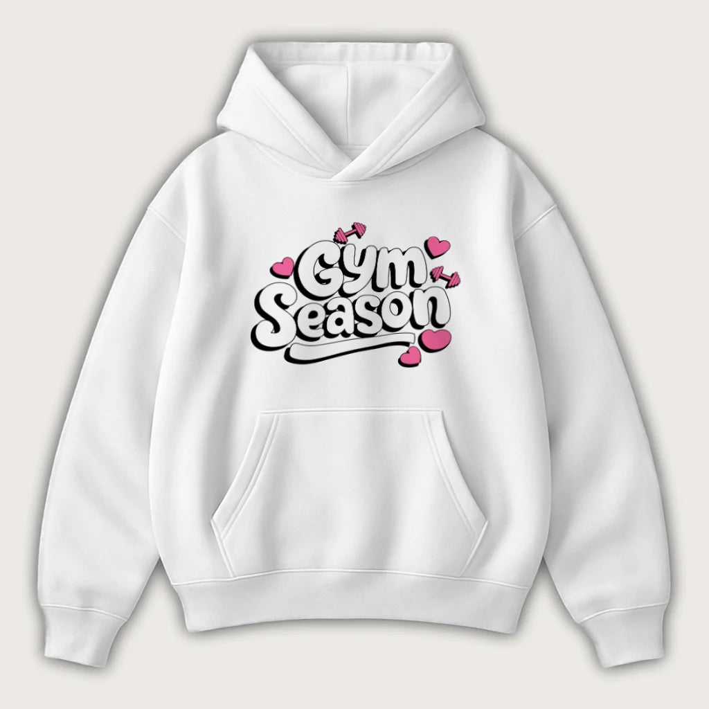Gym Season Oversized Hoodie White - Steel Spirit