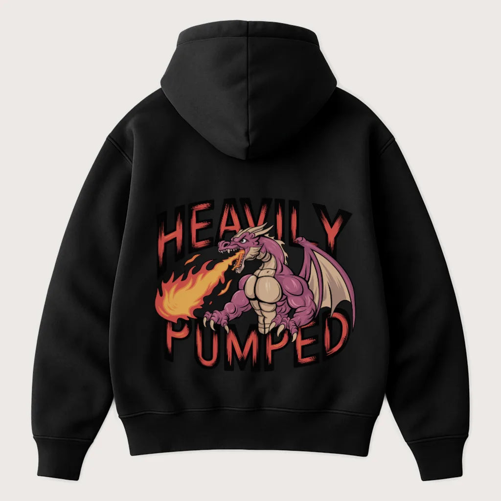 Heavily Pumped (Backprint) Oversized Hoodie Black - Steel Spirit