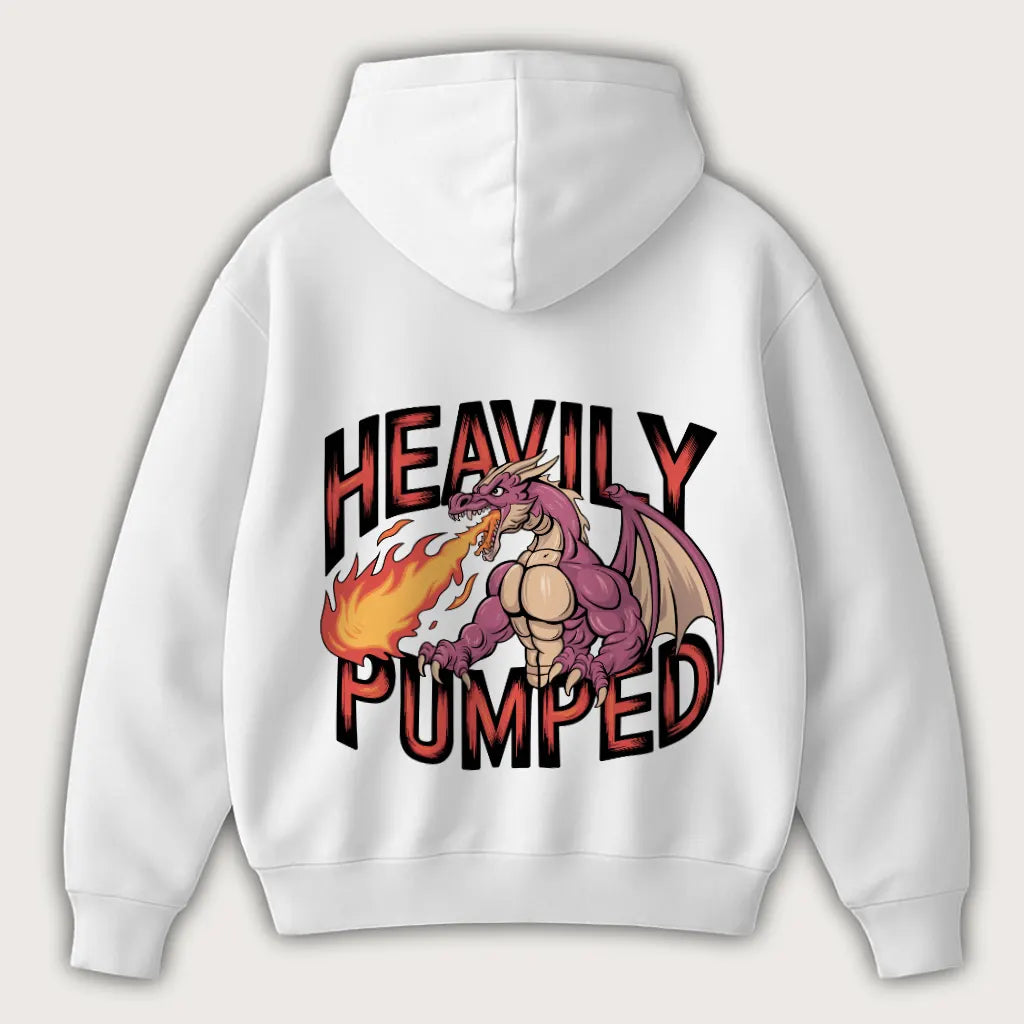 Heavily Pumped (Backprint) Oversized Hoodie White - Steel Spirit