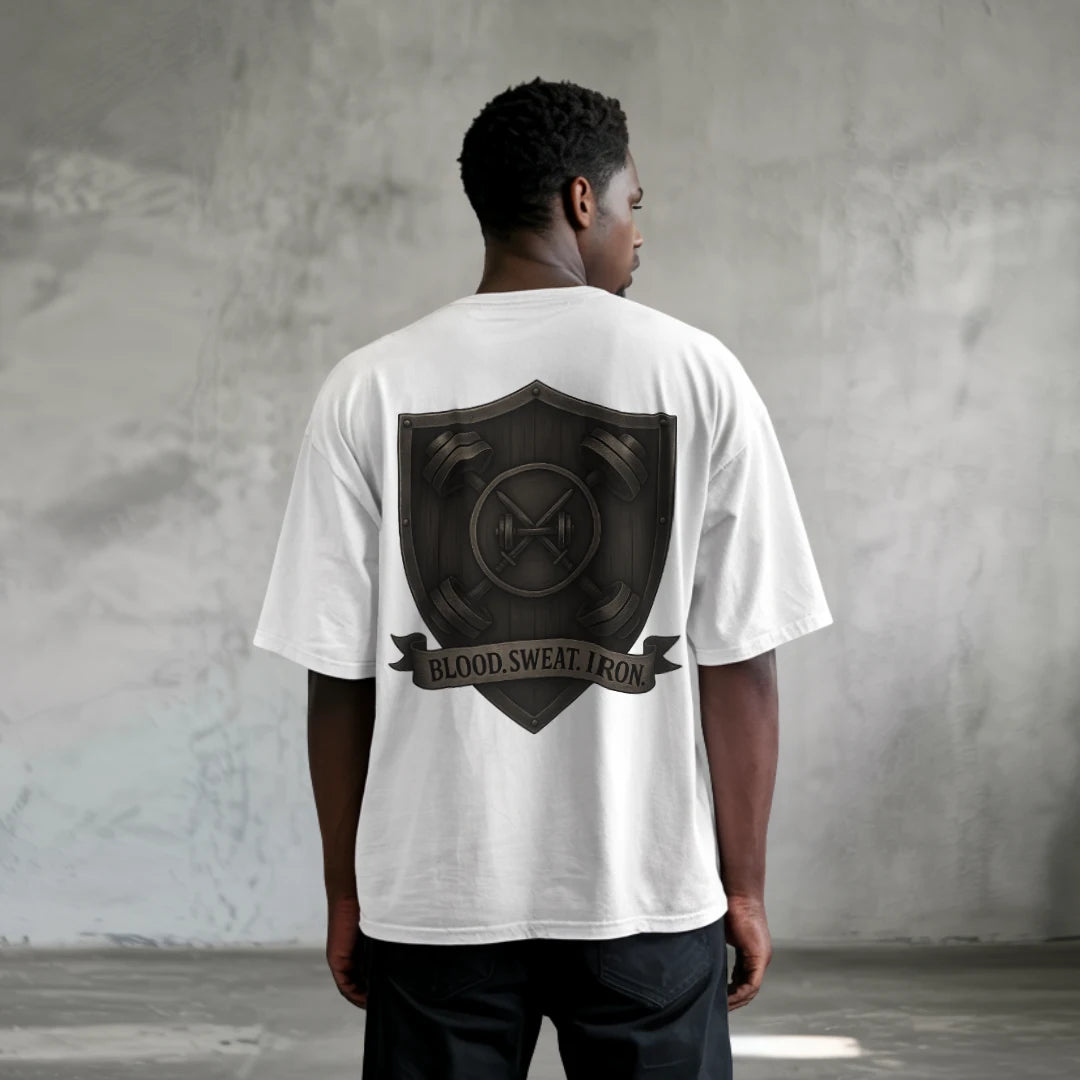 Blood Sweat Iron (Backprint) Oversized T-Shirt