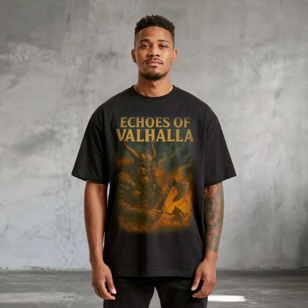 Echoes Of Valhalla Oversized Vintage T-Shirt - Steel Spirit