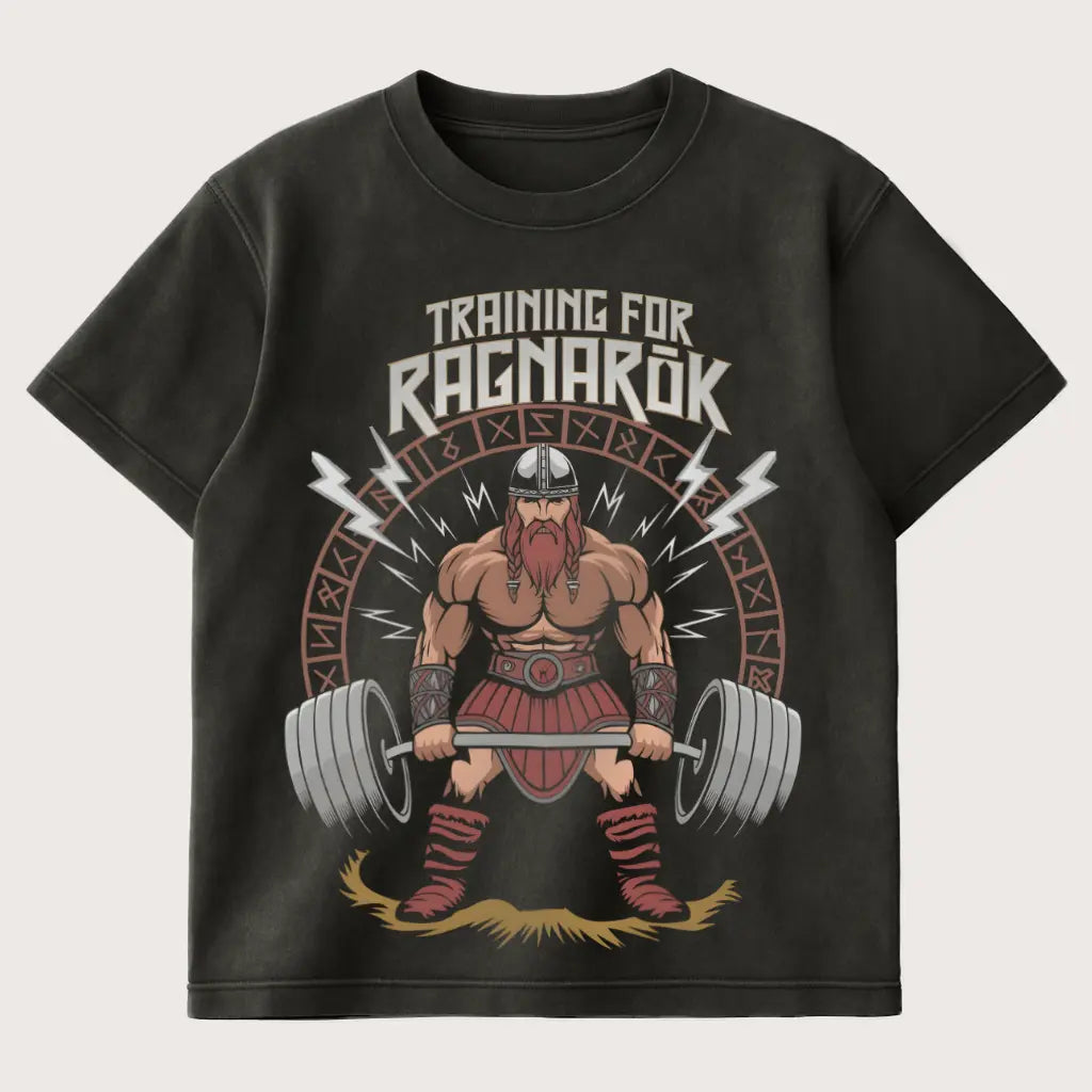 Training For Ragnarök Oversized T-Shirt Washed Black - Steel Spirit