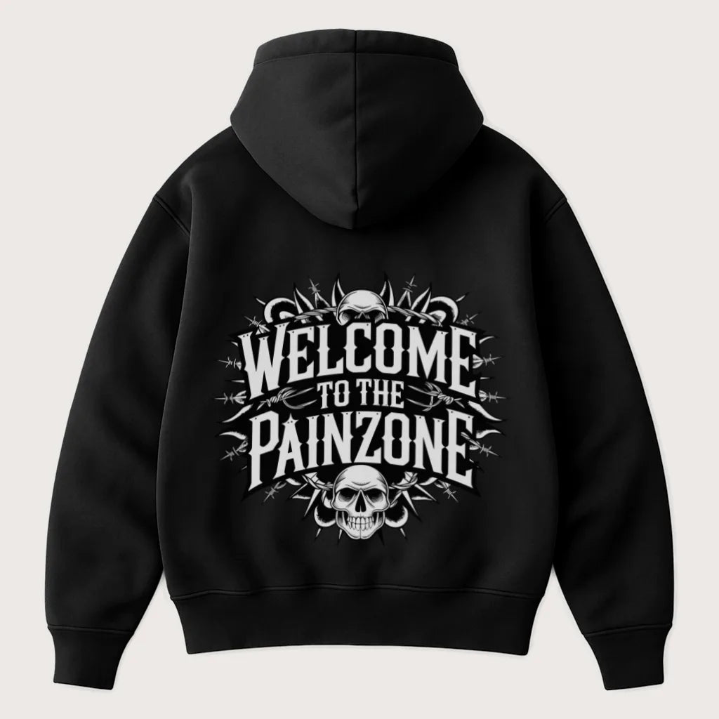 Welcome to the Painzone (Backprint) Oversized Hoodie Black - Steel Spirit