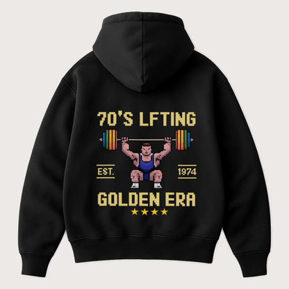 70's Lifting Golden Era (Backprint) Oversized Hoodie Black - Steel Spirit