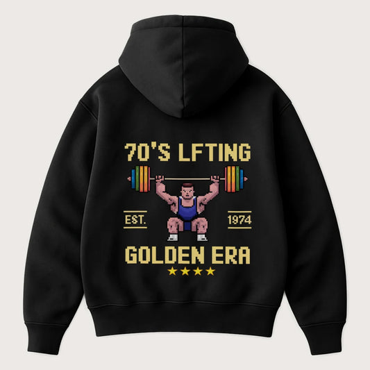 70's Lifting Golden Era (Backprint) Oversized Hoodie Black - Steel Spirit