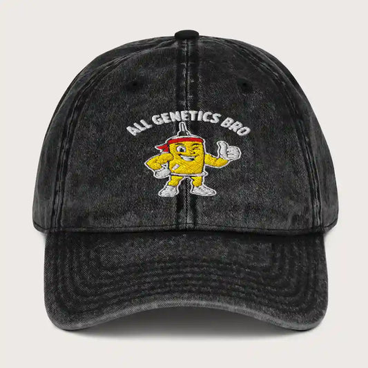 All Genetics Bro - Vintage Cord Cap Washed Black Front - Steel Spirit