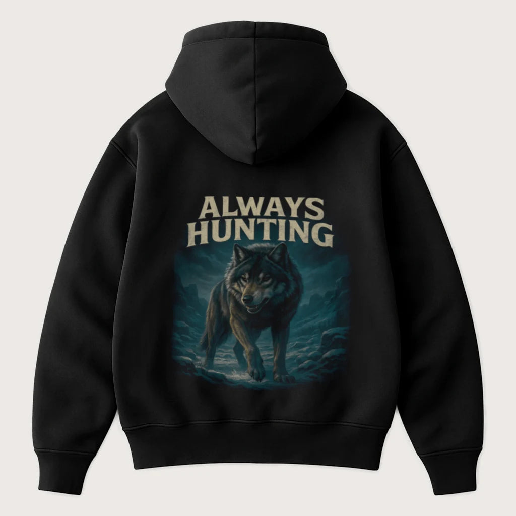 Always Hunting (Backprint) Oversized Hoodie Black - Steel Spirit