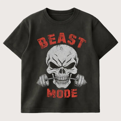 Beastmode Skull Oversized T-Shirt Washed Black – Steel Spirit