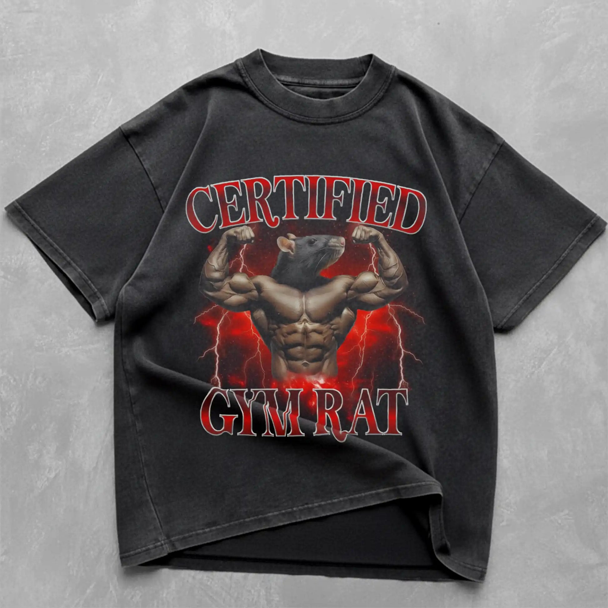 Certified Gymrat Oversized T-Shirt ll Washed Black - Steel Spirit