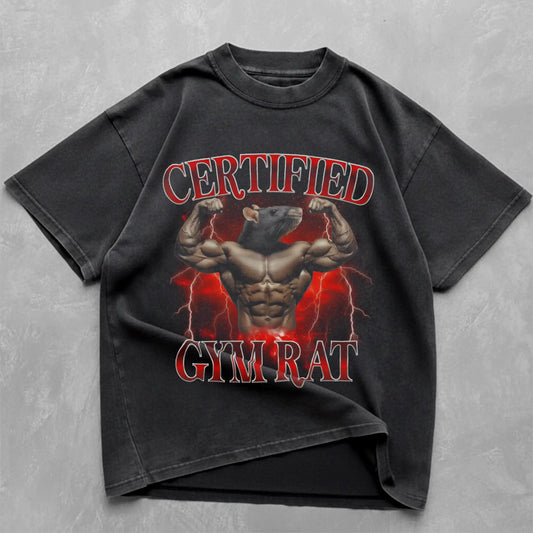 Certified Gymrat Oversized T-Shirt ll Washed Black - Steel Spirit
