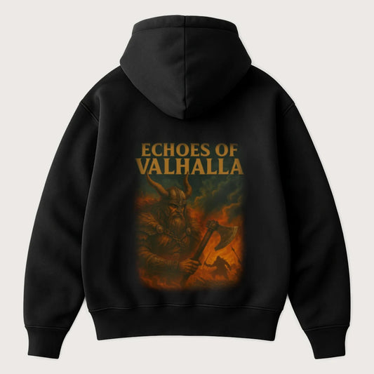 Echoes Of Valhalla Oversized Vintage Hoodie - Steel Spirit