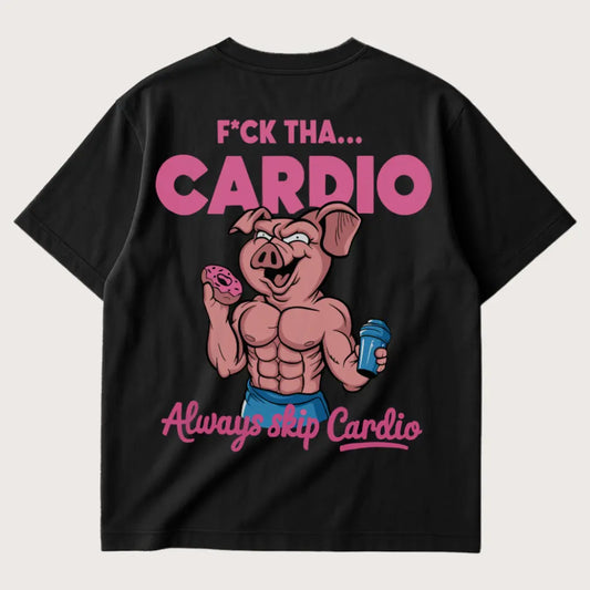 F*ck Tha Cardio, Always Skip Cardio Oversized T-Shirt Black – Steel Spirit