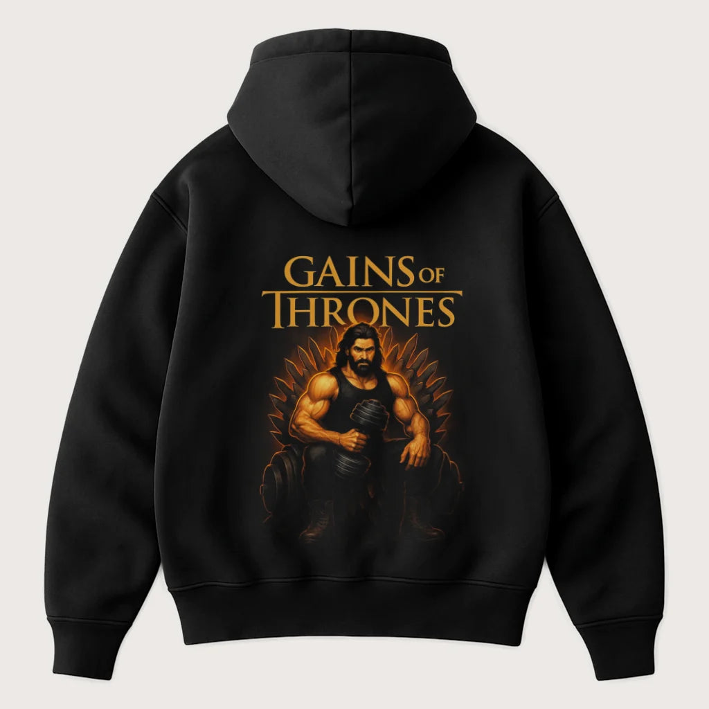 Gains Of Thrones (Backprint) Oversized Hoodie Black - Steel Spirit 
