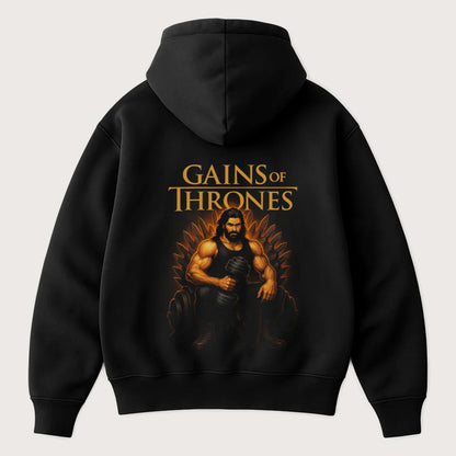 Gains Of Thrones (Backprint) Oversized Hoodie Black - Steel Spirit 