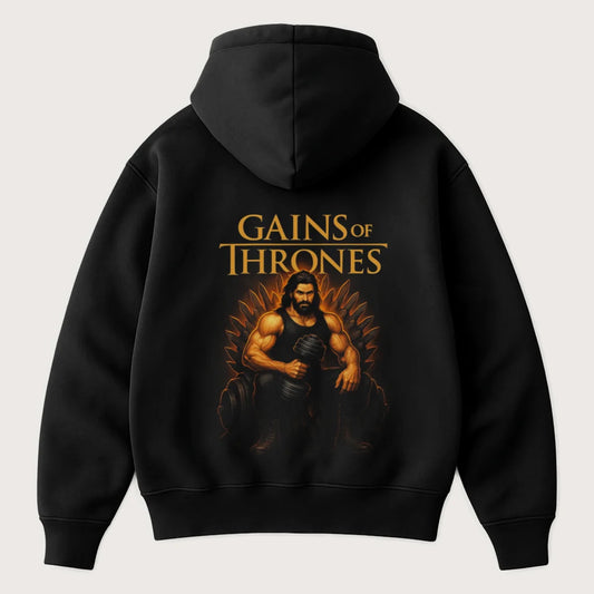 Gains Of Thrones (Backprint) Oversized Hoodie Black - Steel Spirit 