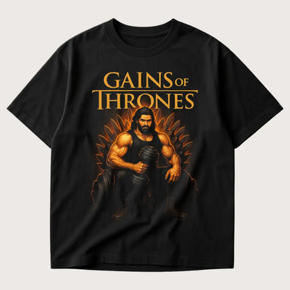 Gains Of Thrones Oversized T-Shirt Black - Steel Spirit 