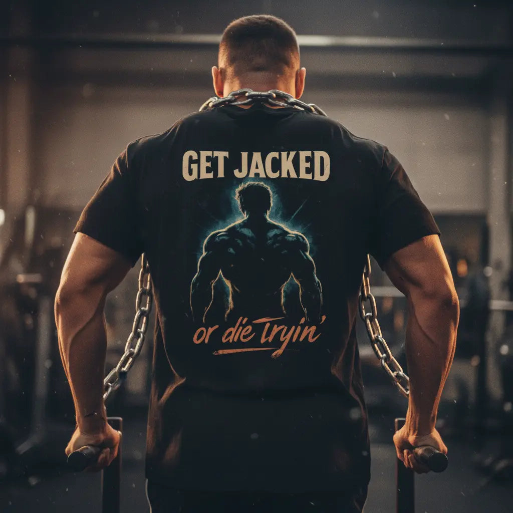 Get Jacked Or Die Tryin' (Backprint) Oversized T-Shirt Black - Steel Spirit 