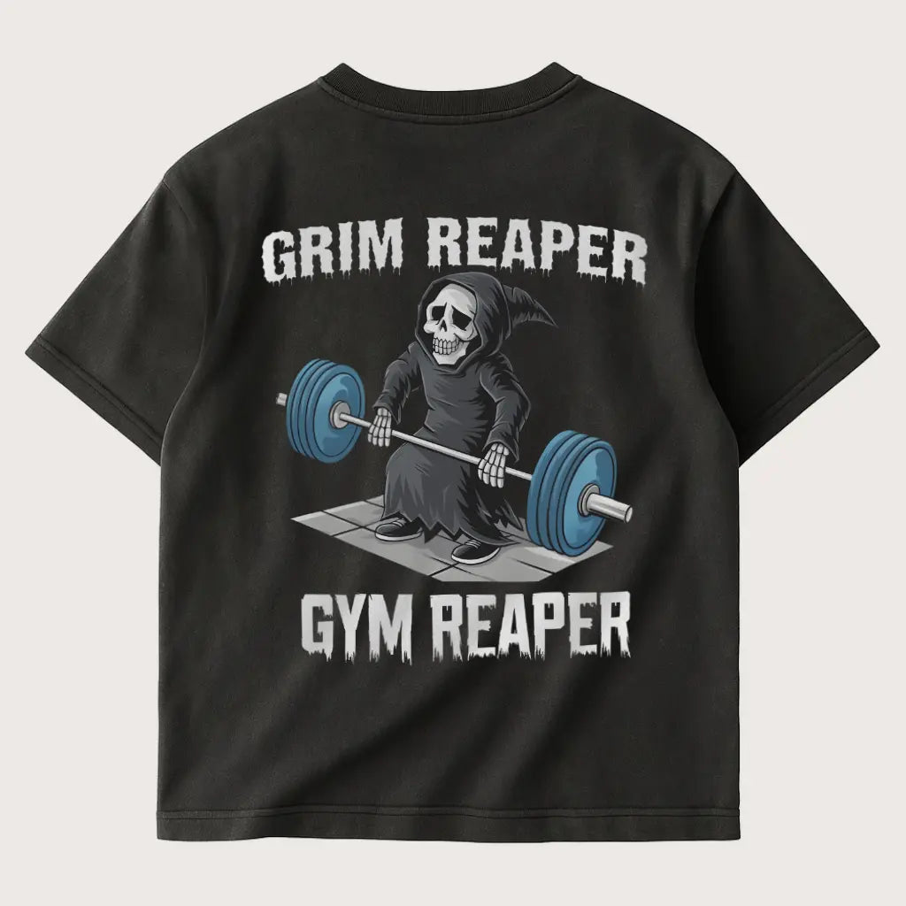 Grim Reaper (Backprint) Oversized T-Shirt Washed Black – Steel Spirit